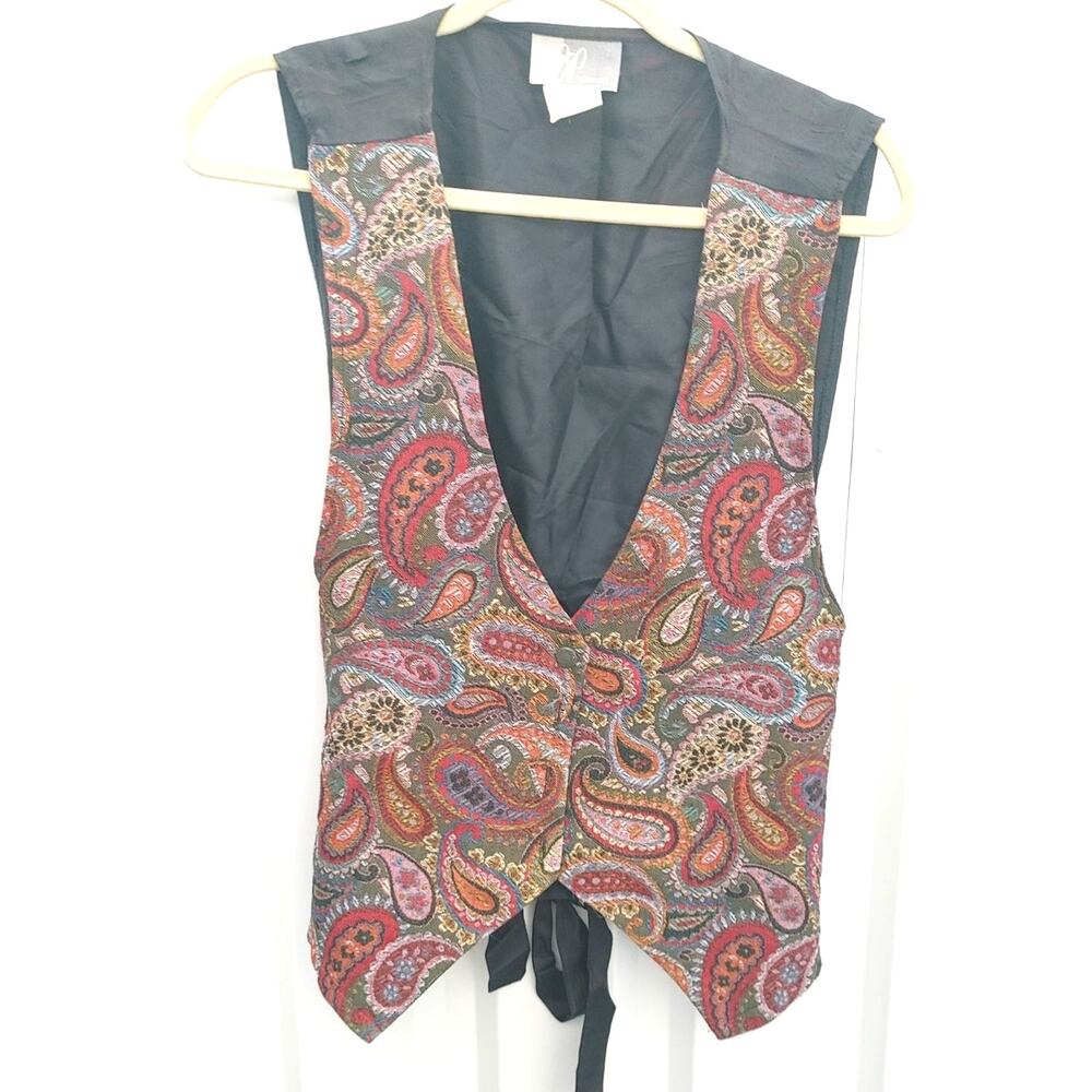 Vintage Womens Vest 90s Sz 14/16 JP Collections Embroidered Multicolor